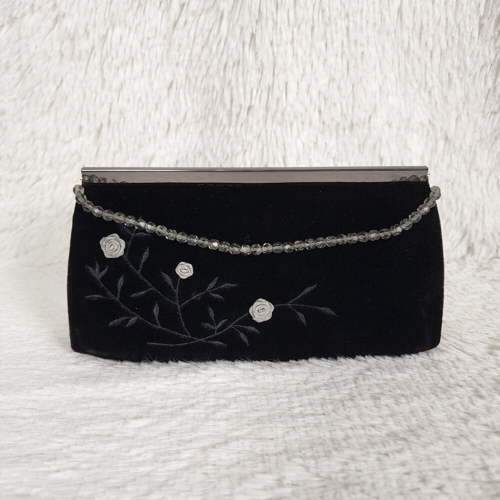 Reaction Kenneth Cole Y2K Beaded Satin Mini Handbag Clutch Vintage
